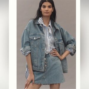 Anthropologie PILCRO JACQUARD DENIM MINI SKIRT NWT Size 22 W.